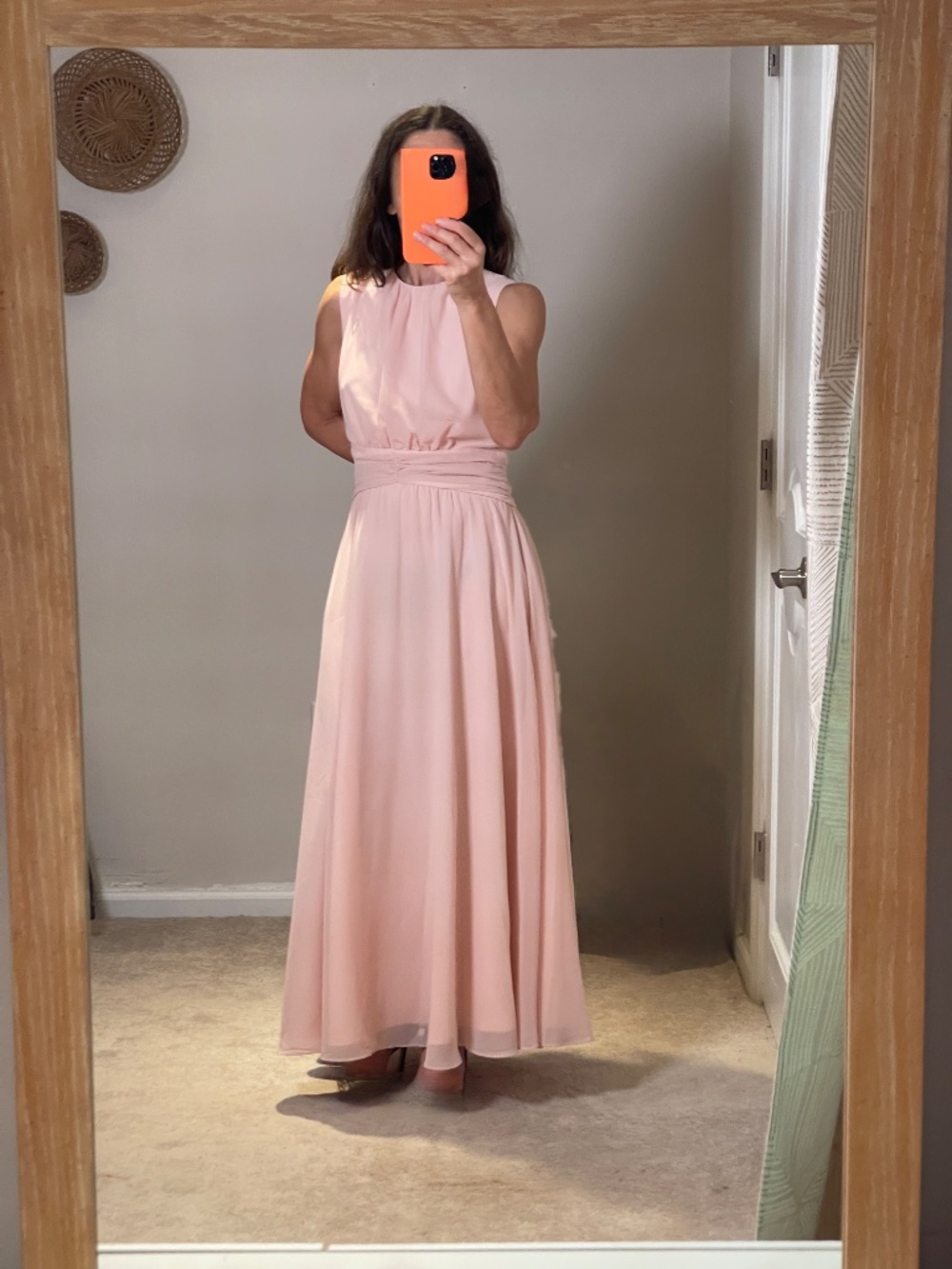 Fehaute rose light pink chiffon gown long dress women size 10 NWT